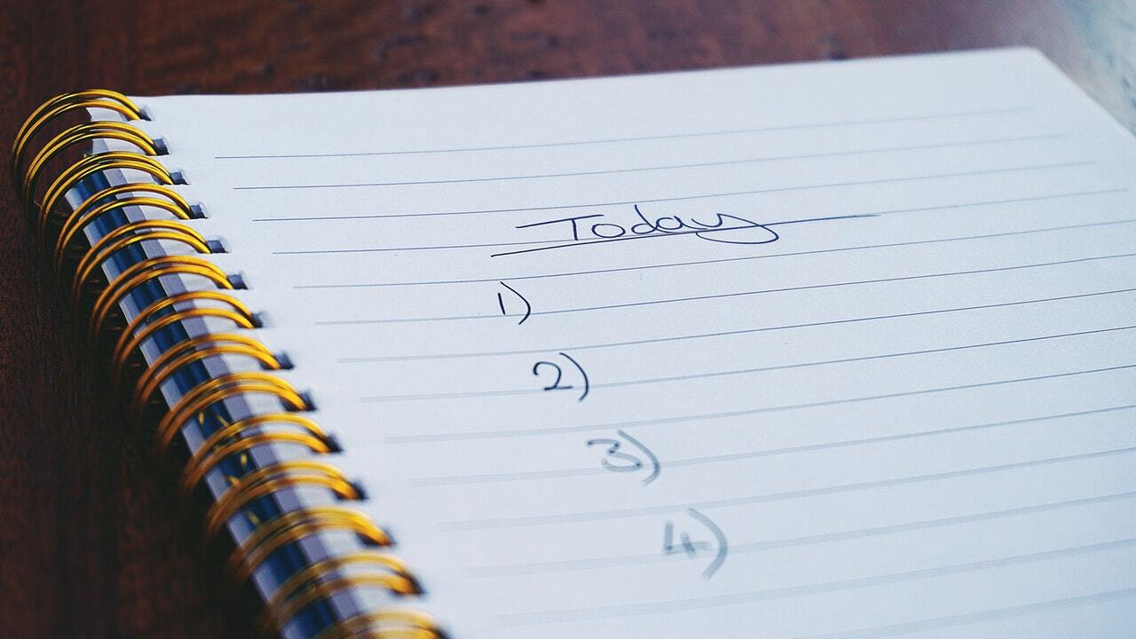 Notebook with to do list Notebook with to do list